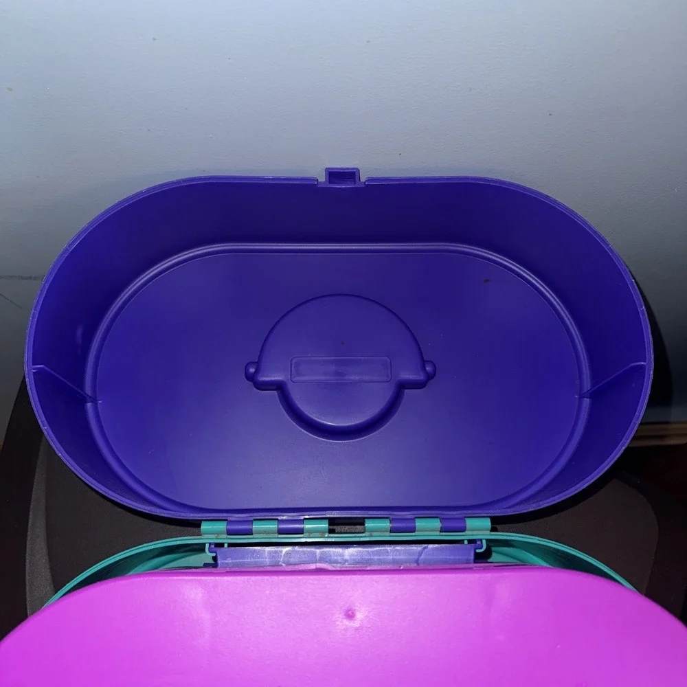 Vtg Caboodles 3 Tier Makeup Case Purple Pink Teal USA 80s 90s Organizer 2640